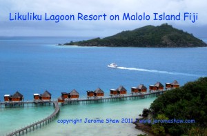 LikulikuOverWaterExaminer-1500-copyrightJeromeShaw2010 Likulilu Lagoon Resort on Malolo Island in Mamnuca chain of the Fiji Islands. Copyright Jerome Shaw 2010/www.JeromeShaw.com